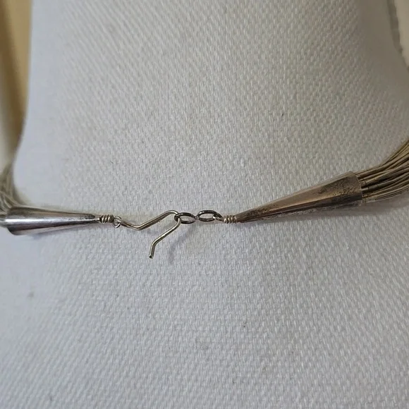 Vintage Navajo Liquid Sterling Silver 30 Strand Necklace 28" - Picture 7 of 9